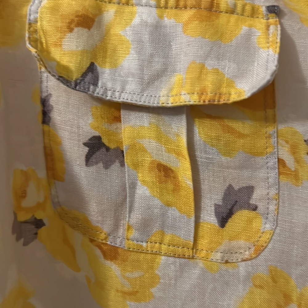 Charter Club Luxury 100% Linen size Large yellow and tan button down casual - Picture 4 of 11